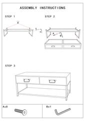 Mueble TV Hanói Metal Negro y 2 cajones Madera Tejida