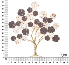 Panneau mural décoratif en forme d'arbre en fleurs doré