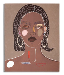 Pintura mural mujer tribal marco