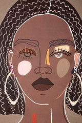 Pintura mural mujer tribal marco