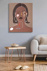 Pintura mural mujer tribal marco