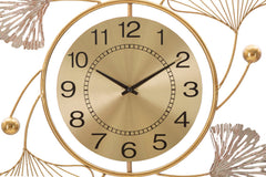 Horloge murale décorative avec feuilles et motifs abstraits