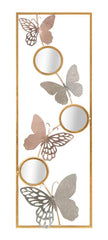 Panel de pared decorativo 3D mariposas multicolor y espejos redondos marco rectangular