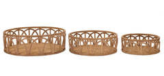 Plateaux ronds en rotin tressé ensemble 3 pcs