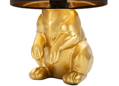 Lámpara de mesa conejo dorado pantalla de tela negra