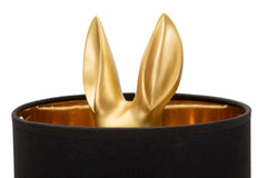 Lámpara de mesa conejo dorado pantalla de tela negra