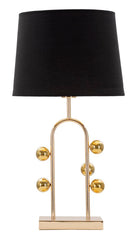 Lámpara de mesa Bubble metal dorado pantalla tela negra