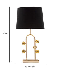 Lámpara de mesa Bubble metal dorado pantalla tela negra