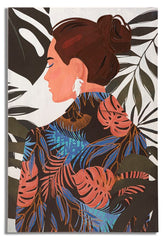 Impresión de pared Lady Jungle lienzo enmarcado colores cálidos