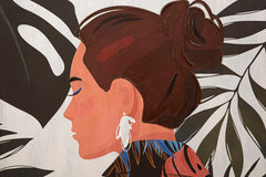 Impresión de pared Lady Jungle lienzo enmarcado colores cálidos