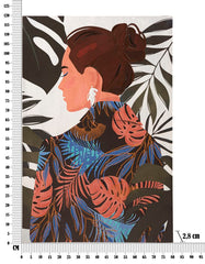 Impresión de pared Lady Jungle lienzo enmarcado colores cálidos