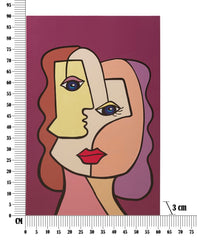 Impresión mural cara cubismo marco de madera colores vivos