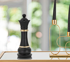 Escultura Reina Ajedrez Negro y Oro