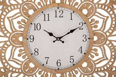 Horloge murale sculptée Ø 60 cm bois naturel