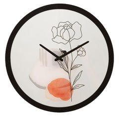 Horloge murale ronde motif rose