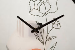 Horloge murale ronde motif rose