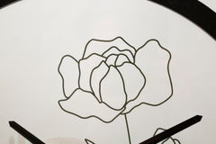 Horloge murale ronde motif rose