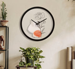 Horloge murale ronde motif rose
