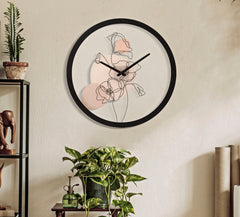 Horloge murale ronde motifs floraux