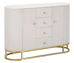 Aparador Montpellier de tela acolchada y metal dorado