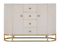 Aparador Montpellier de tela acolchada y metal dorado