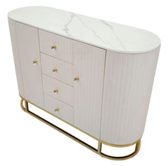 Aparador Montpellier de tela acolchada y metal dorado