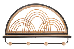 Estantería de pared Oporto con 4 ganchos Madera y Metal Negro