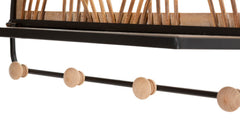 Estantería de pared Oporto con 4 ganchos Madera y Metal Negro