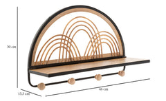 Estantería de pared Oporto con 4 ganchos Madera y Metal Negro