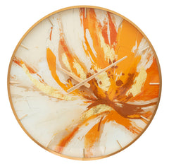 Reloj de pared redondo Toply Marco dorado Esfera con decoración en tonos vivos