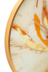 Reloj de pared redondo Toply Marco dorado Esfera con decoración en tonos vivos