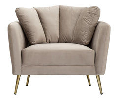 Sillón Kiev Tela Gris patas metal dorado