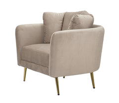 Sillón Kiev Tela Gris patas metal dorado