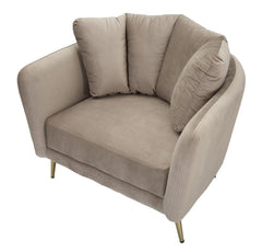 Sillón Kiev Tela Gris patas metal dorado