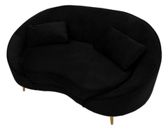 Sofá de 2 plazas Oslo Tejido Negro patas de metal Dorado con 2 cojines