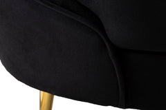 Sofá de 2 plazas Oslo Tejido Negro patas de metal Dorado con 2 cojines