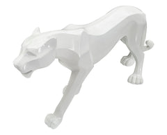 Statue Panthère Blanche géométrique