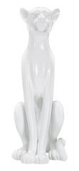 Estatua de leopardo sentado blanca