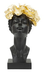 Estatua mujer tocado dorado con mariposas