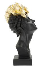 Estatua mujer tocado dorado con mariposas