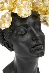 Estatua mujer tocado dorado con mariposas