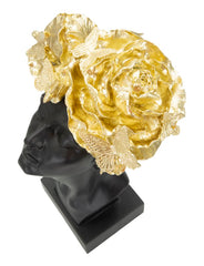 Estatua mujer tocado dorado con mariposas