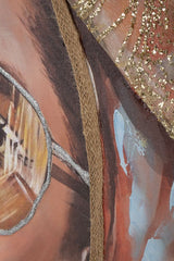 Mural Jennifer marco de madera con aplicaciones de tela