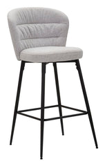 Taburete de bar Losanna Tejido gris patas y reposapiés metal Negro Set 2 pz