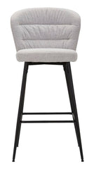 Taburete de bar Losanna Tejido gris patas y reposapiés metal Negro Set 2 pz