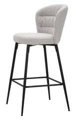 Taburete de bar Losanna Tejido gris patas y reposapiés metal Negro Set 2 pz