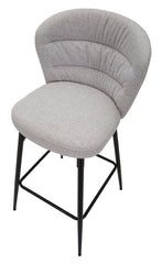 Taburete de bar Losanna Tejido gris patas y reposapiés metal Negro Set 2 pz