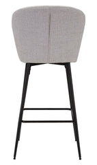 Taburete de bar Losanna Tejido gris patas y reposapiés metal Negro Set 2 pz