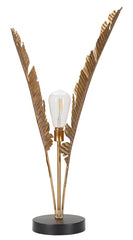 Lampe de table métal doré design feuilles de palmier base ronde