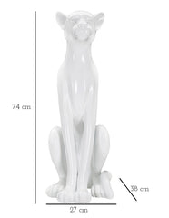 Estatua de leopardo sentado blanca
